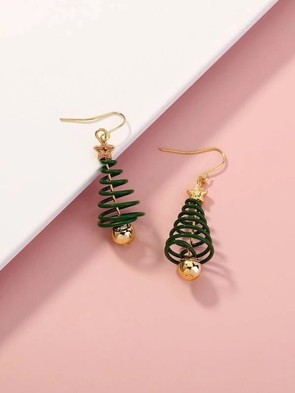 Garland – Double Wire Holiday Package Necklace & Spiral Tree Earrings