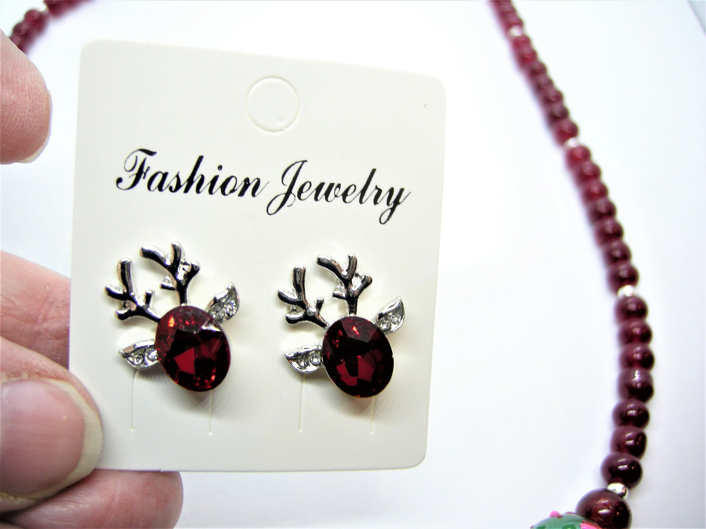 Jack Frost's Mischief – Christmas Lampwork Necklace & Reindeer Earrings