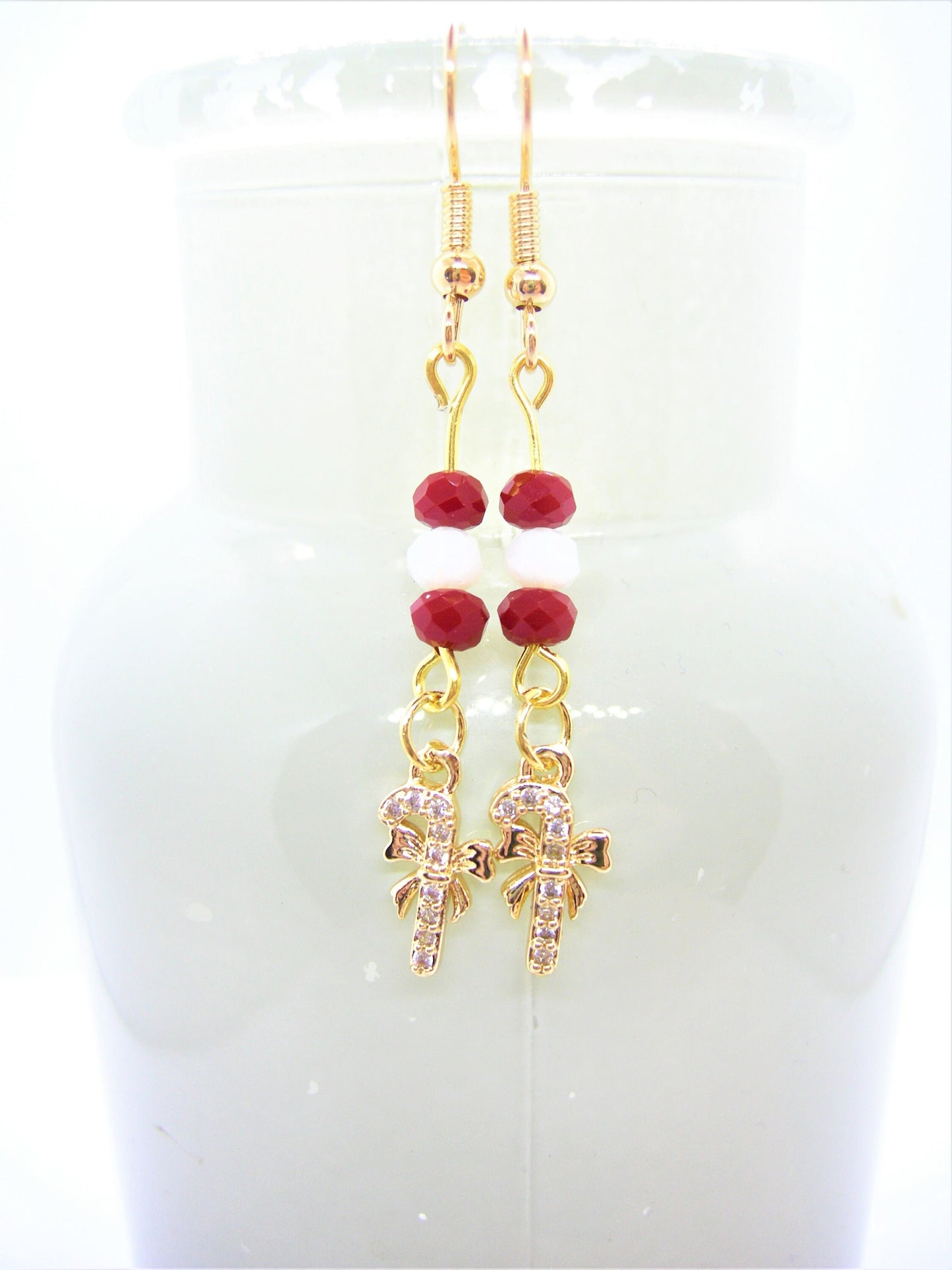 Clara – Candy Cane Pavé Earrings with Swarovski Crystals