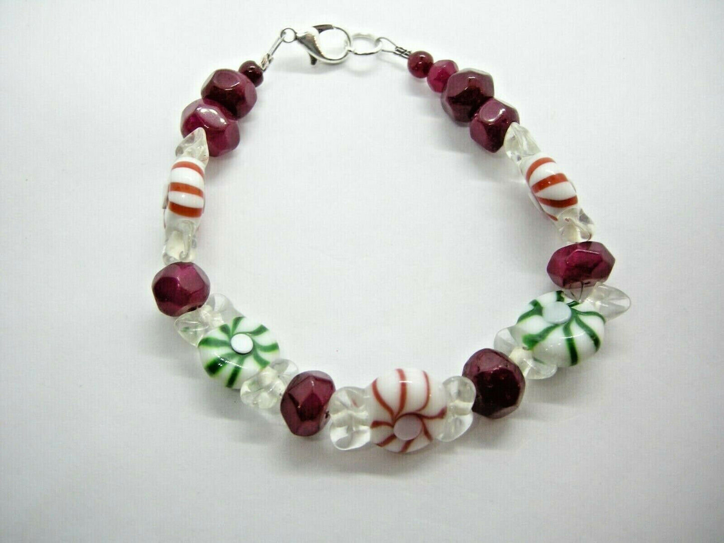 Noelle – Handcrafted Peppermint Lampwork Jewelry Set