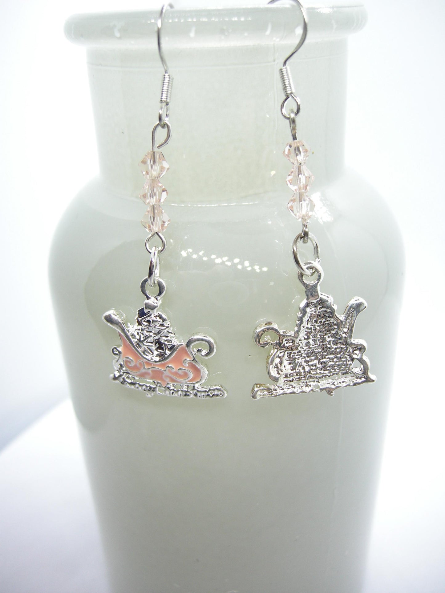 Evangeline – Blush Pink Sleigh Earrings with Swarovski Crystals