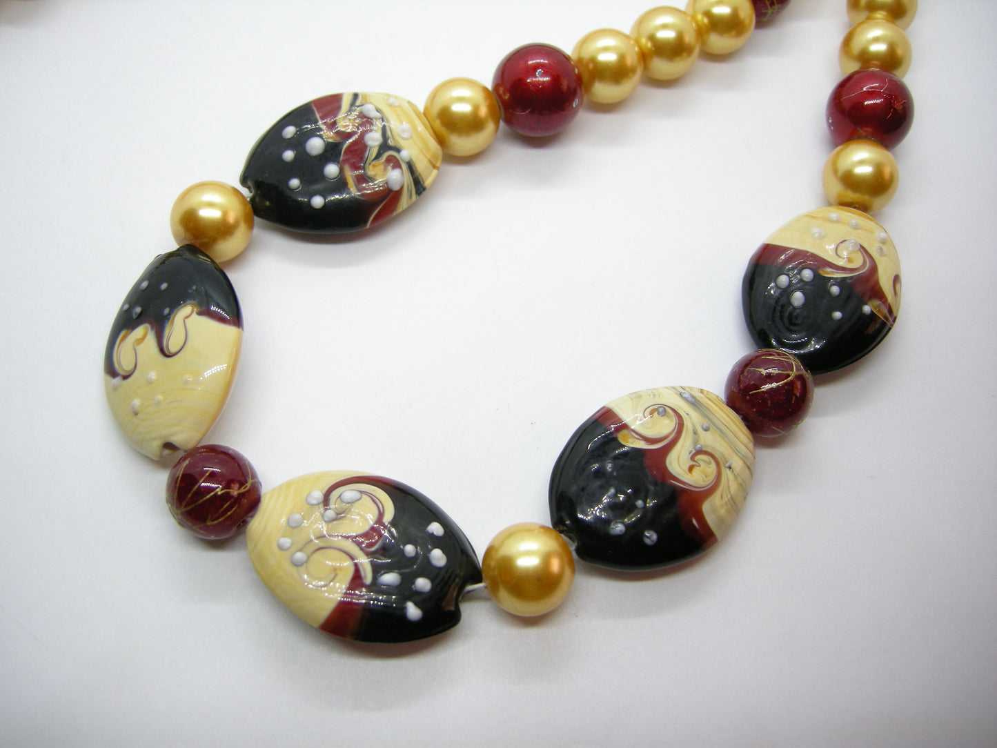 Waves of Java - Handpainted bead necklace
