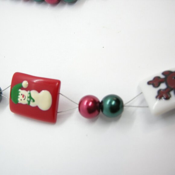 Double Wire Holiday Package Tile Necklace & Spiral Christmas Tree Dangle Earring