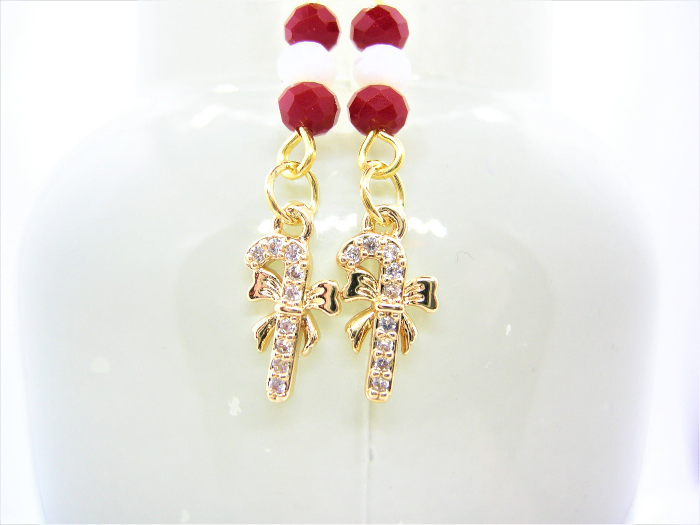 Clara – Candy Cane Pavé Earrings with Swarovski Crystals