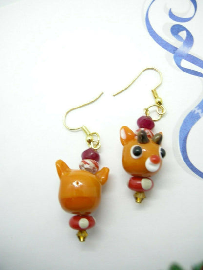 Fireball – Vintage Rudolph Glass Earrings