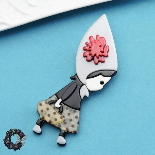Wednesday - Midcentury Mod Girl Acrylic Pin