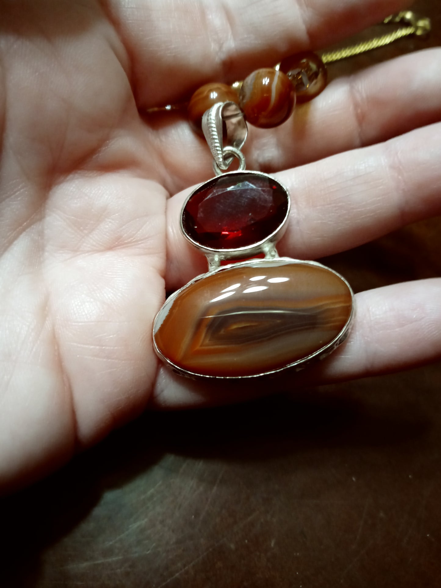 Vivienne – Garnet and Agate Gold-Filled Statement Necklace
