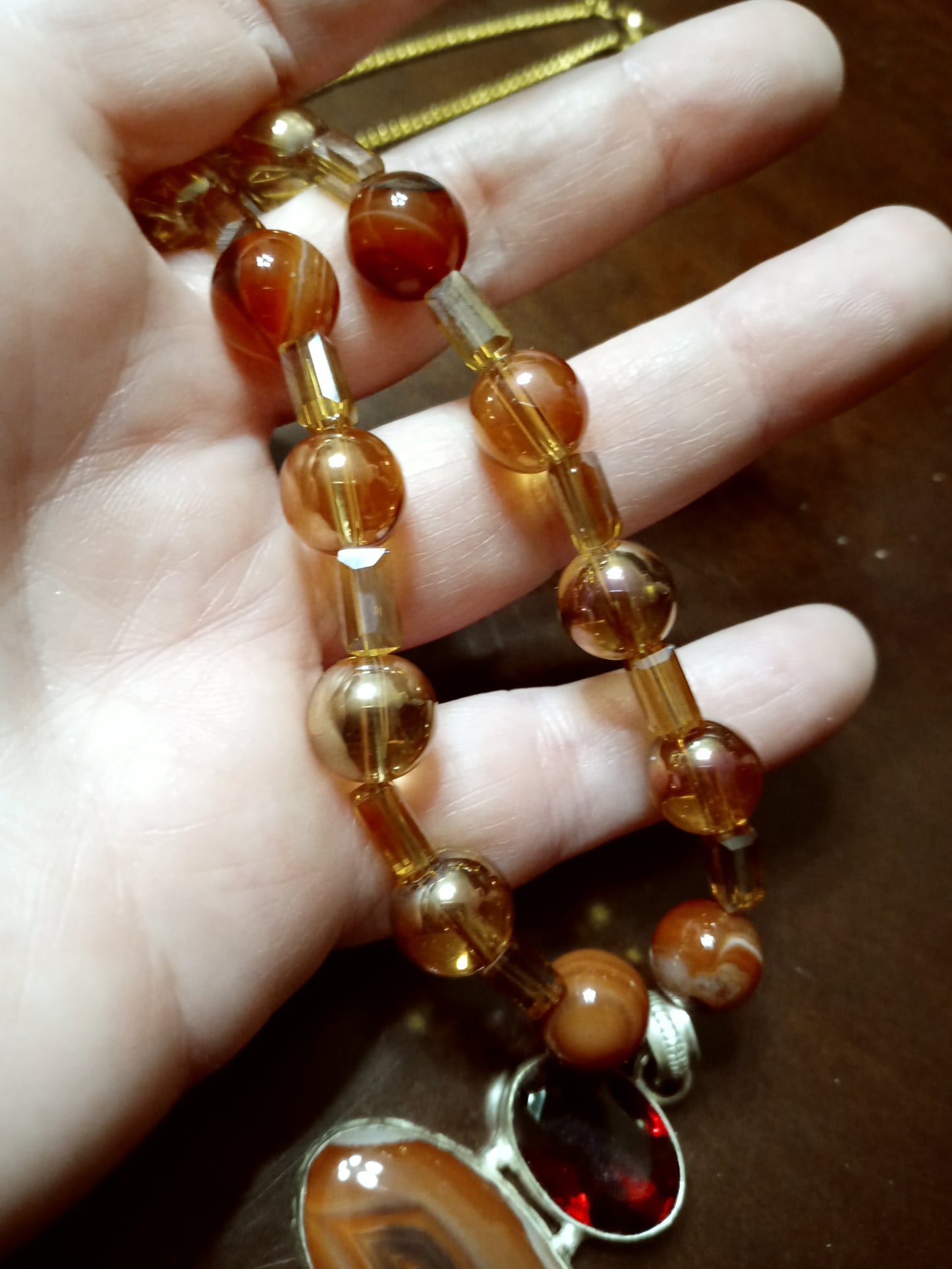Vivienne – Garnet and Agate Gold-Filled Statement Necklace