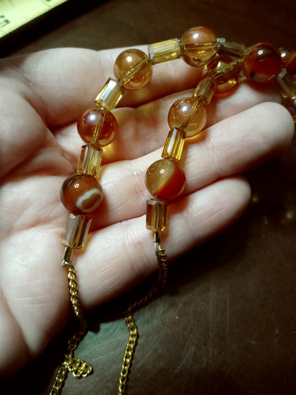 Vivienne – Garnet and Agate Gold-Filled Statement Necklace