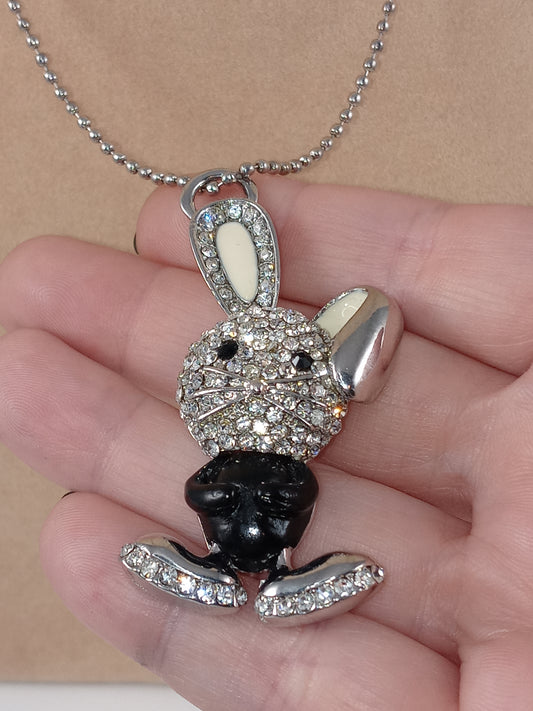 Rocketbun - Rhinestone Cartoon Bunny Necklace