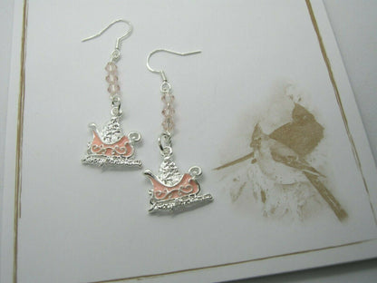 Evangeline – Blush Pink Sleigh Earrings with Swarovski Crystals