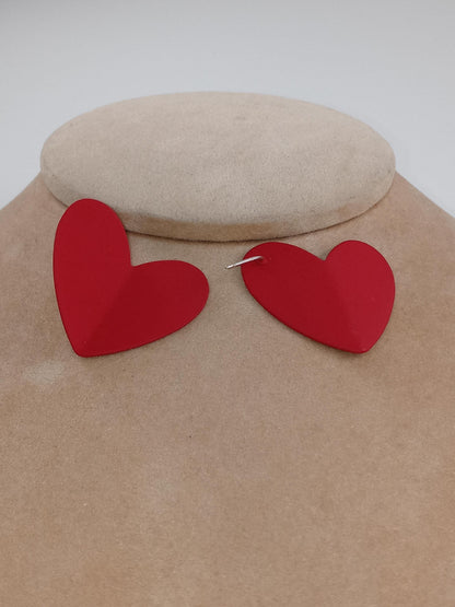 Juliet – Suede-Soft Crimson Heart Earrings