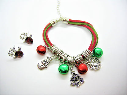 Ivy – Christmas Charm Bracelet & Deer Antler Earrings