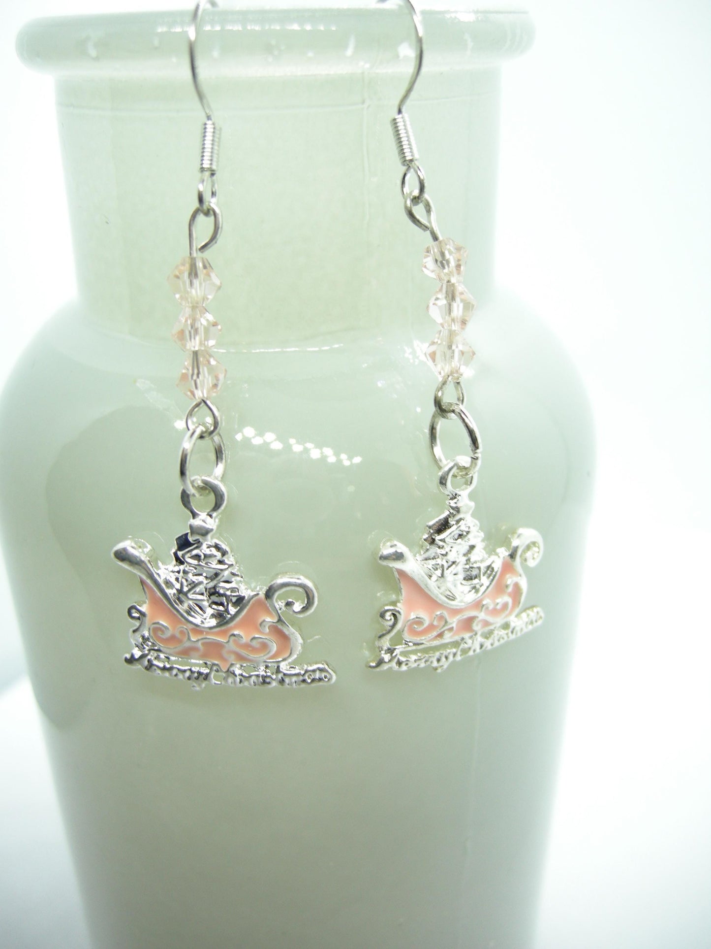 Evangeline – Blush Pink Sleigh Earrings with Swarovski Crystals