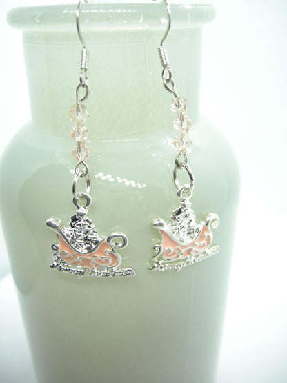 Evangeline – Blush Pink Sleigh Earrings with Swarovski Crystals