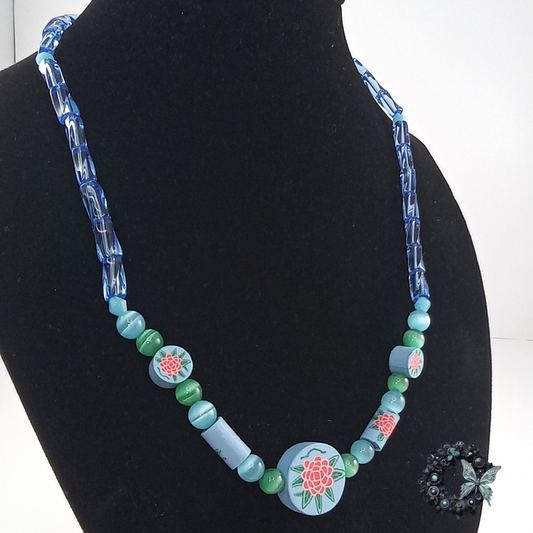 Sorrentina - Blue Millefiori Glass Necklace