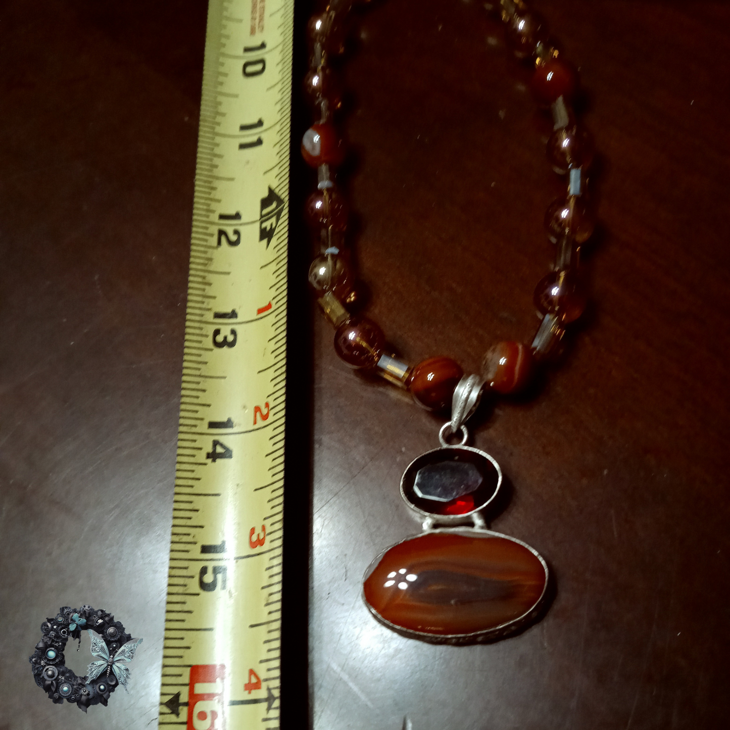 Vivienne – Garnet and Agate Gold-Filled Statement Necklace
