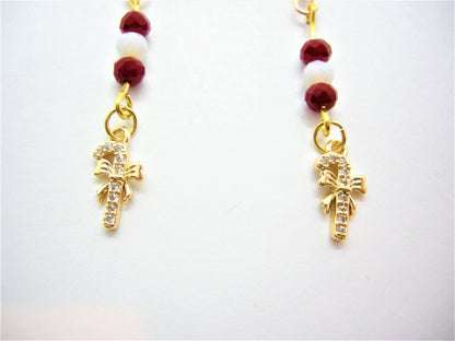 Clara – Candy Cane Pavé Earrings with Swarovski Crystals