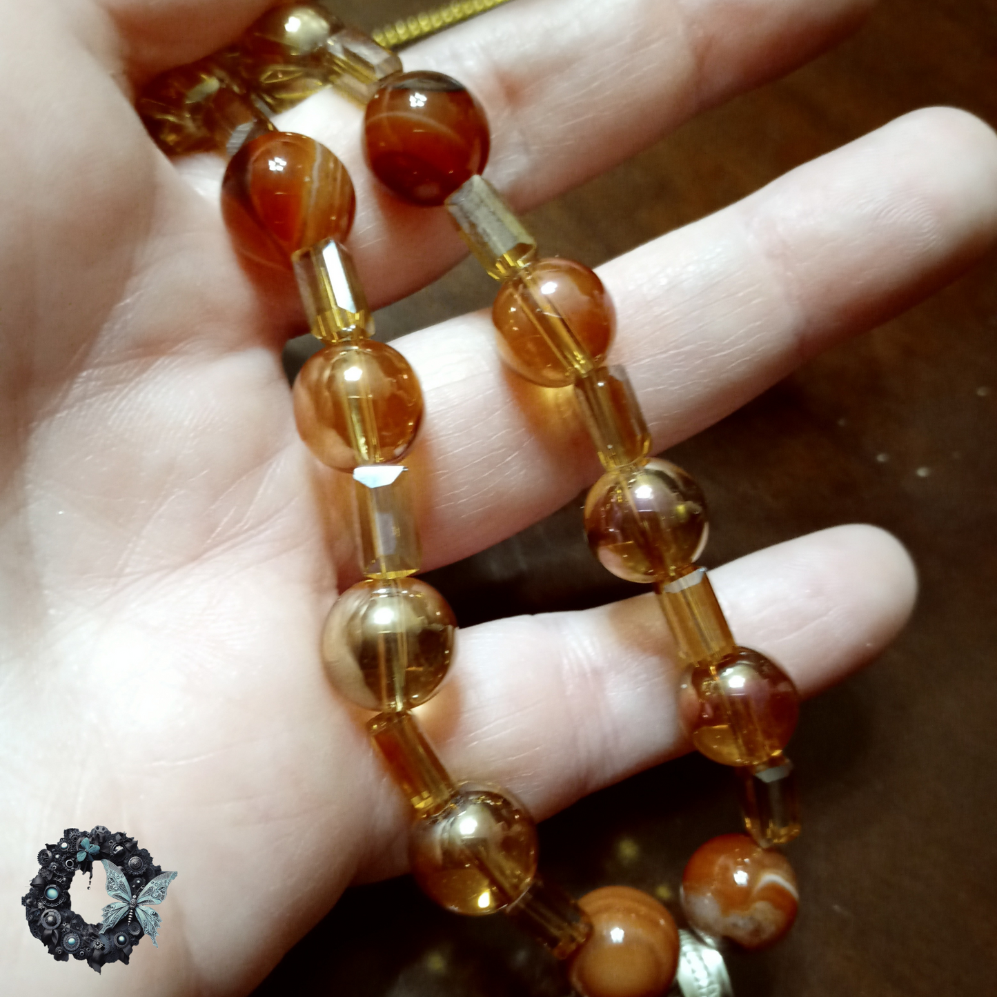 Vivienne – Garnet and Agate Gold-Filled Statement Necklace