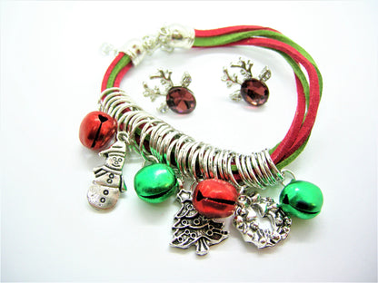 Ivy – Christmas Charm Bracelet & Deer Antler Earrings