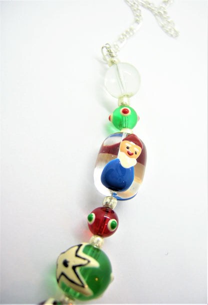 Jasper – Handcrafted Glass Bead Christmas Necklace & Deer Earrings