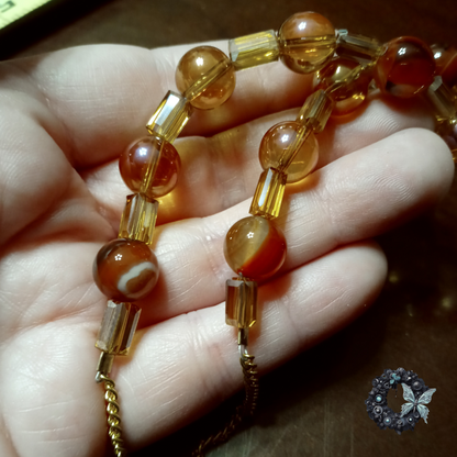Vivienne – Garnet and Agate Gold-Filled Statement Necklace