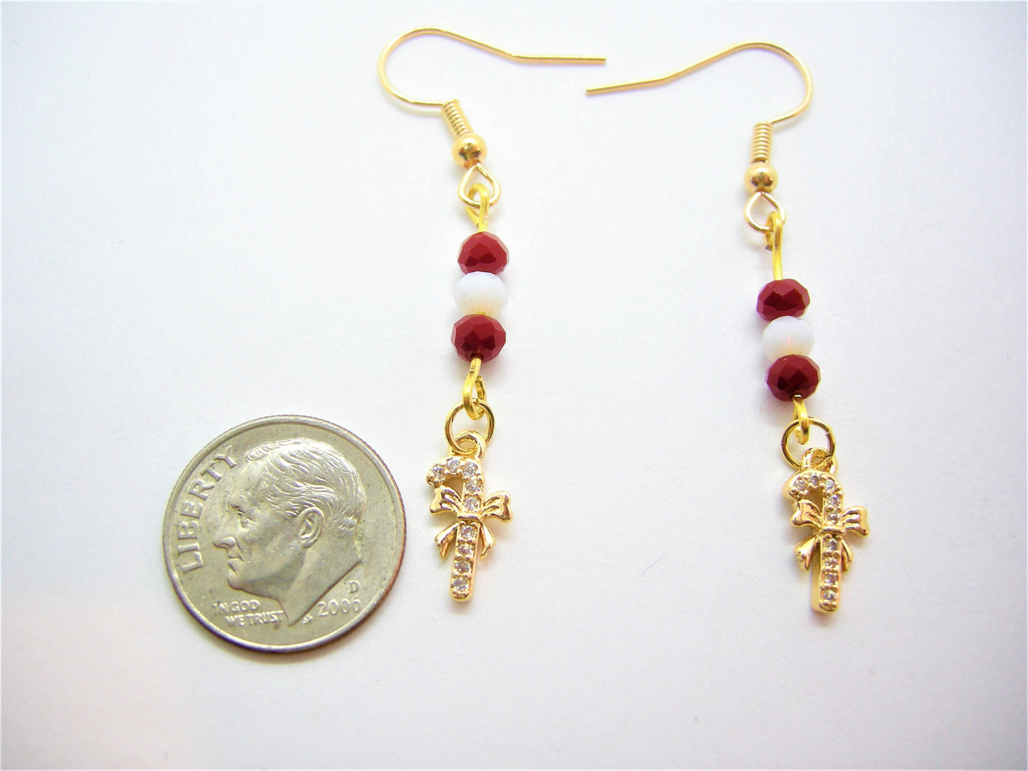Clara – Candy Cane Pavé Earrings with Swarovski Crystals