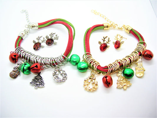 Ivy – Christmas Charm Bracelet & Deer Antler Earrings