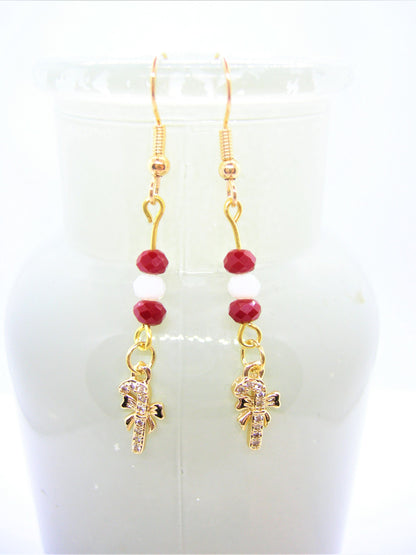 Clara – Candy Cane Pavé Earrings with Swarovski Crystals