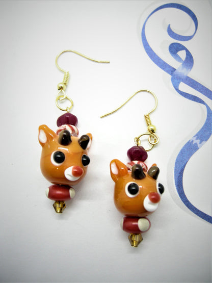 Fireball – Vintage Rudolph Glass Earrings
