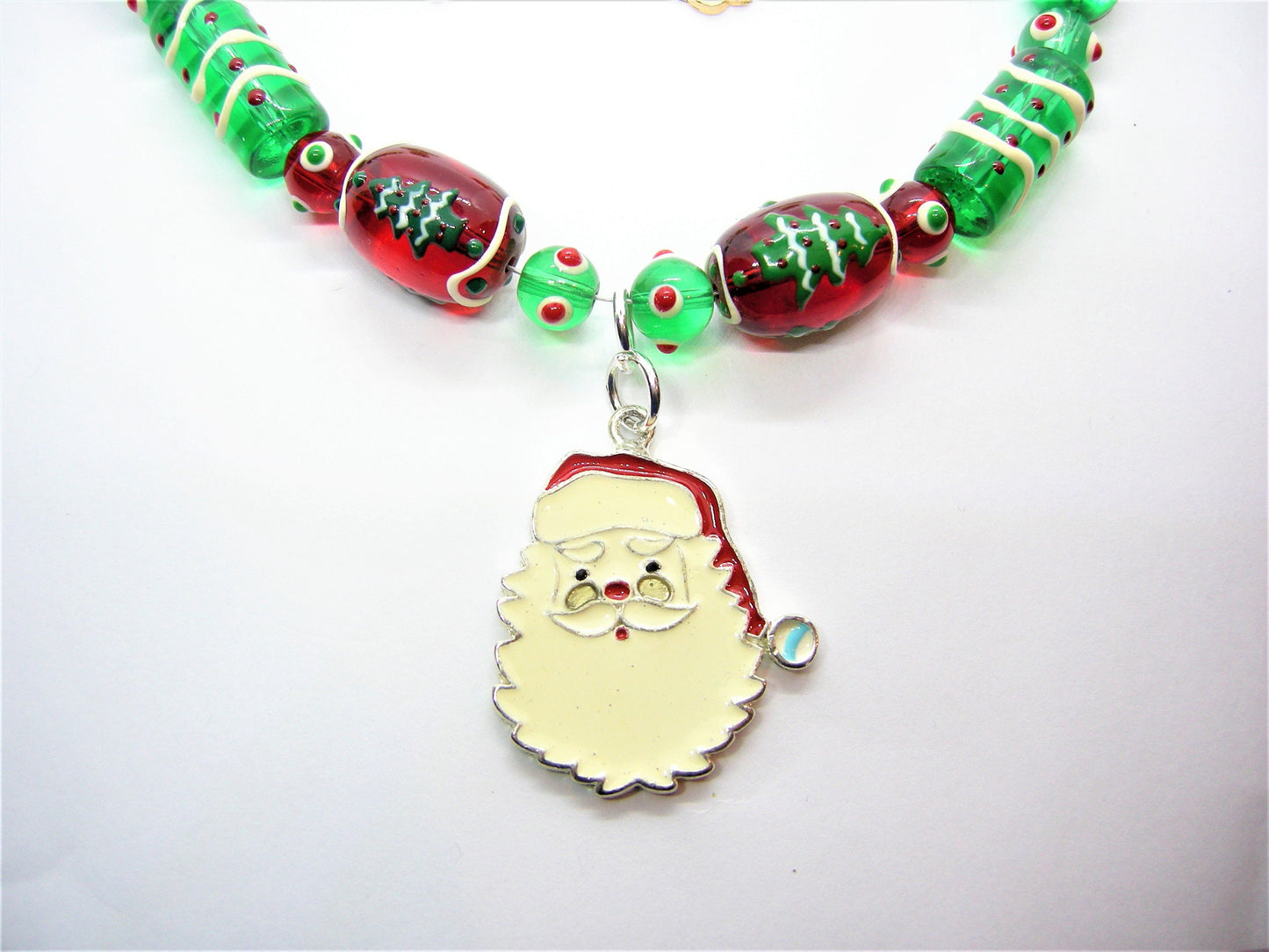 Santa Claus Pendant Necklace & Mismatched Earrings