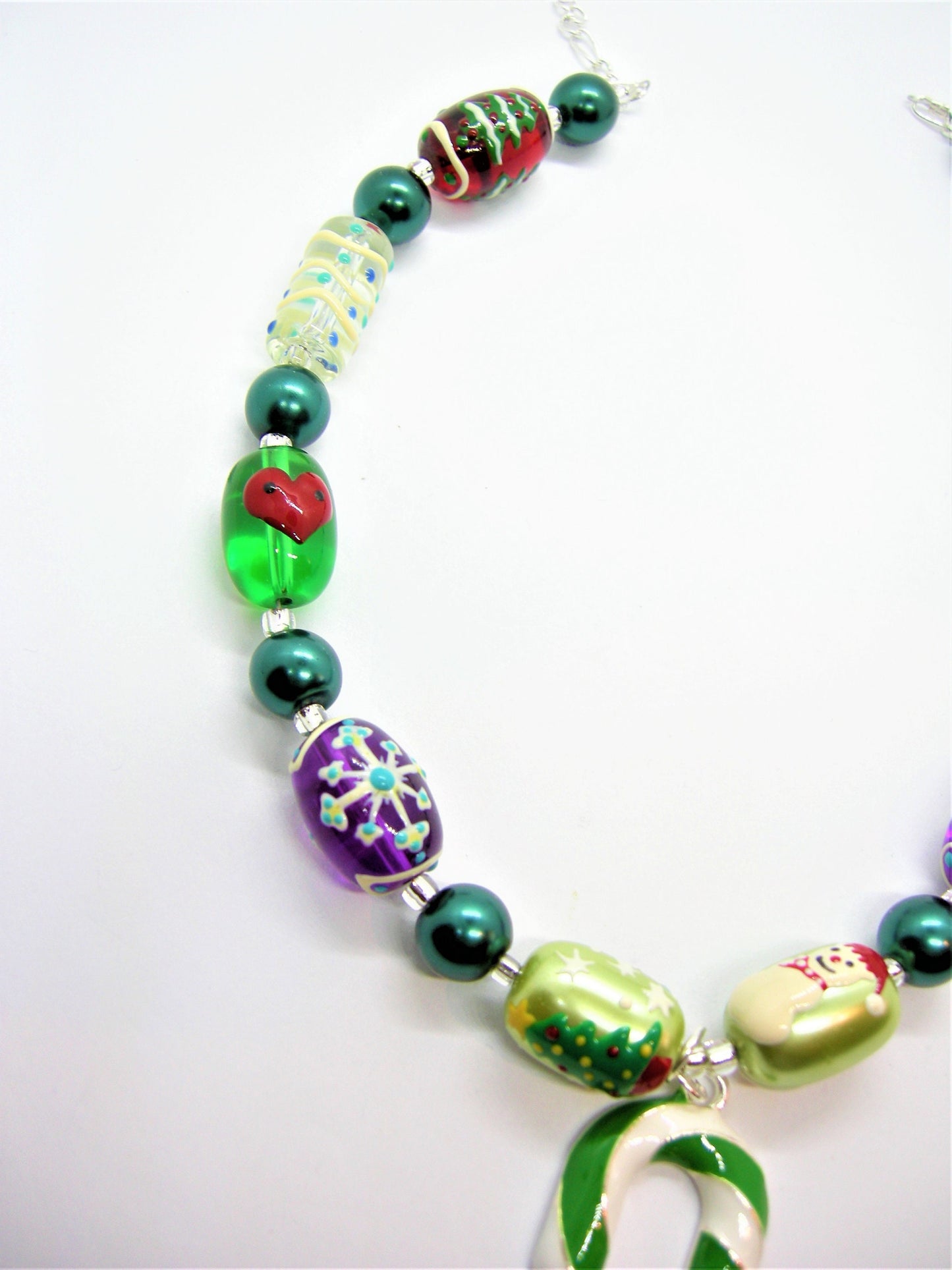 Mabel – Candy Cane Charm Necklace & Mismatched Earrings