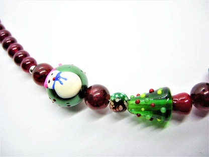 Jack Frost's Mischief – Christmas Lampwork Necklace & Reindeer Earrings