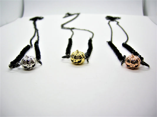 Salem – Chrome & Crystal Pumpkin Necklace