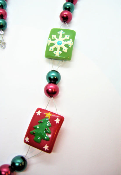 Garland – Double Wire Holiday Package Necklace & Spiral Tree Earrings