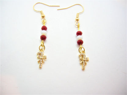 Clara – Candy Cane Pavé Earrings with Swarovski Crystals