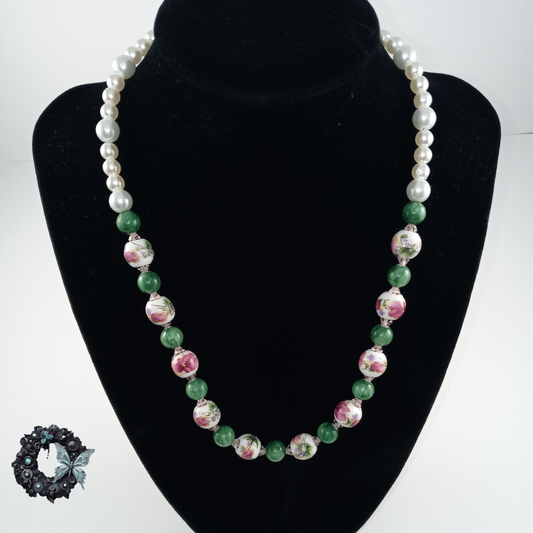 Araminta – Porcelain And Pearl Medley Necklace