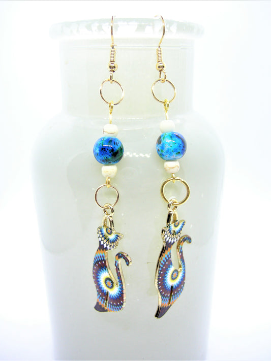 Junebug - Psychedelic Cat Earrings