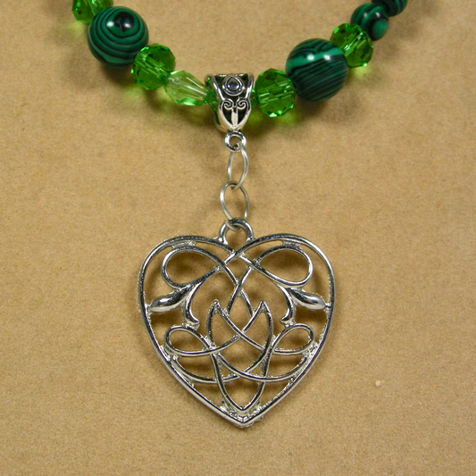 Brigid – Celtic Heart Malachite Necklace