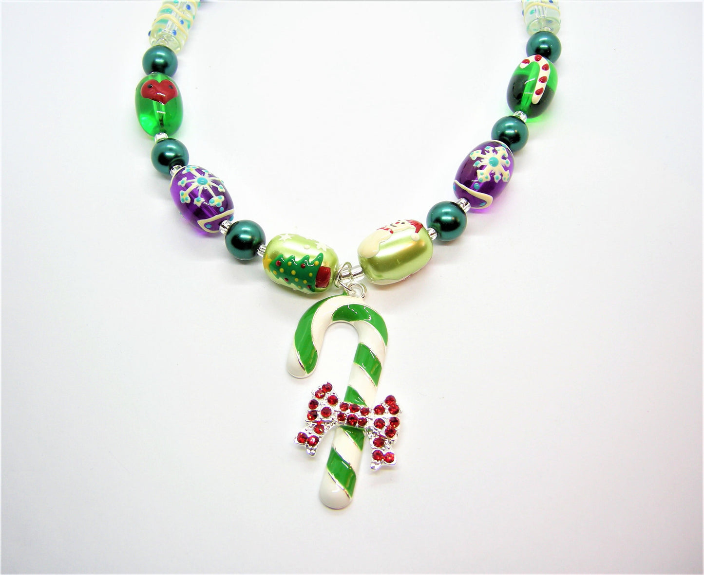 Mabel – Candy Cane Charm Necklace & Mismatched Earrings