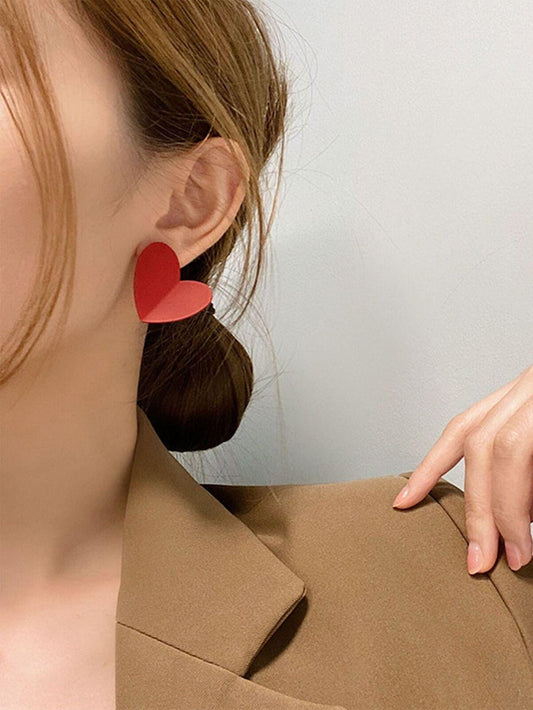 Juliet – Suede-Soft Crimson Heart Earrings