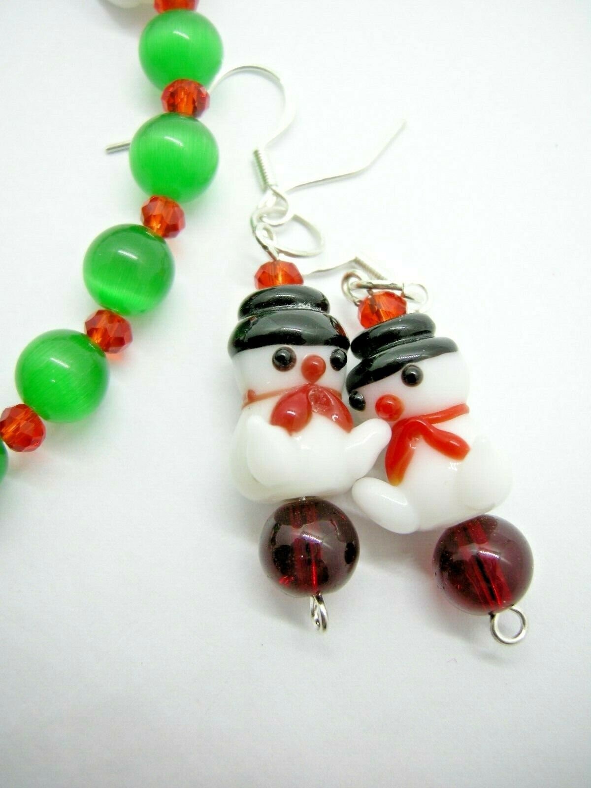 Snowman Bracelet & Earring Jewelry Set – Festive Holiday Design