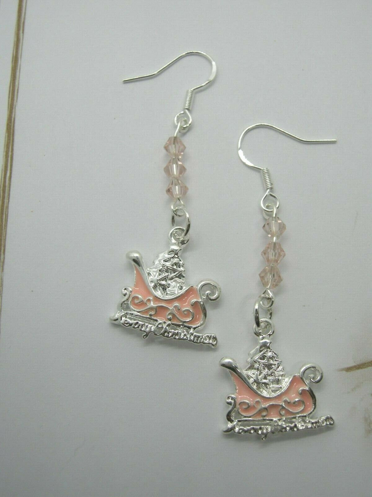 Evangeline – Blush Pink Sleigh Earrings with Swarovski Crystals