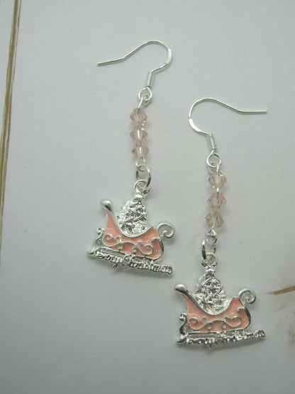 Evangeline – Blush Pink Sleigh Earrings with Swarovski Crystals