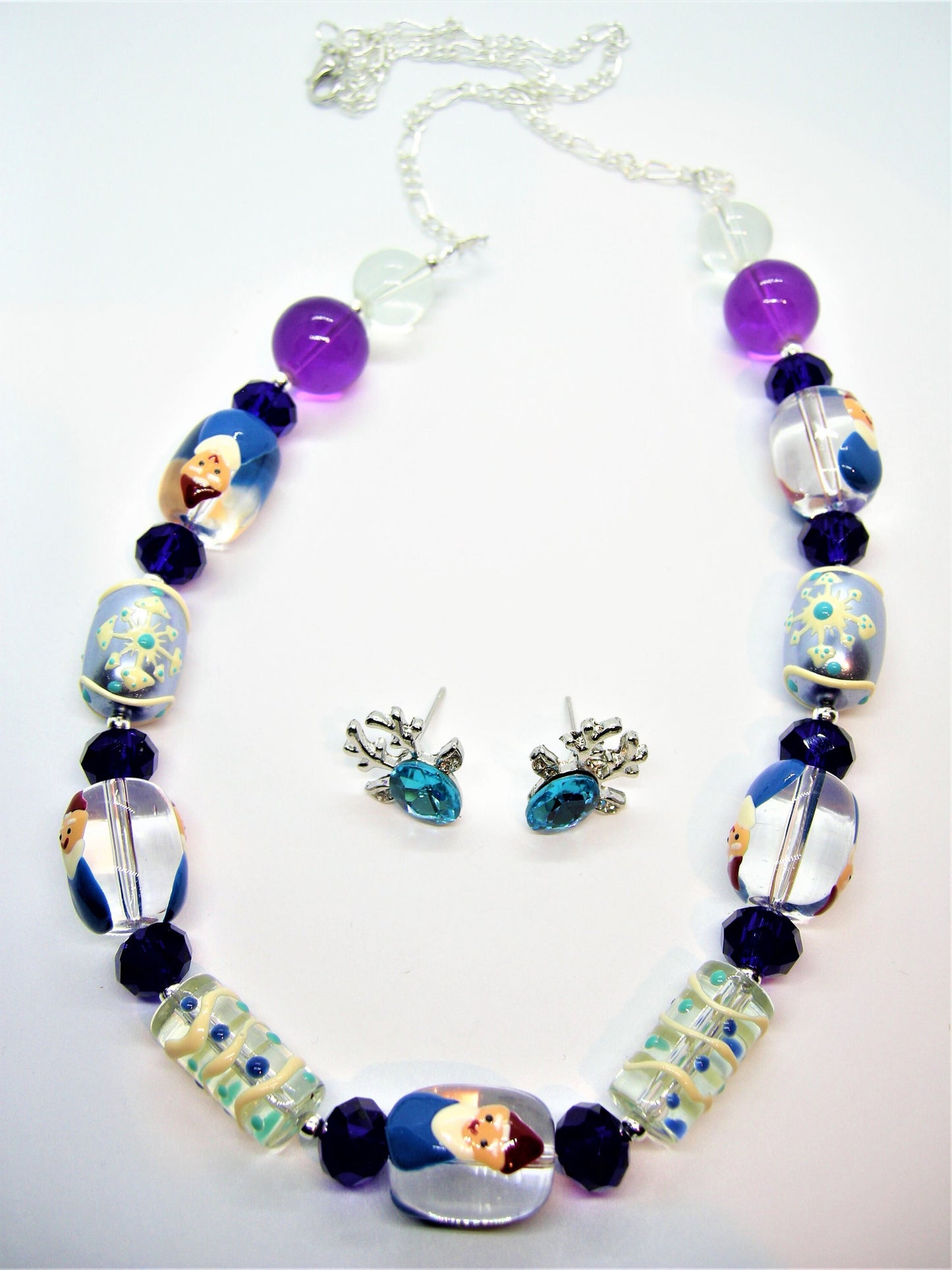 Yule Sprite Festive Elf & Antler Jewelry Set – Handcrafted Necklace & Earrings