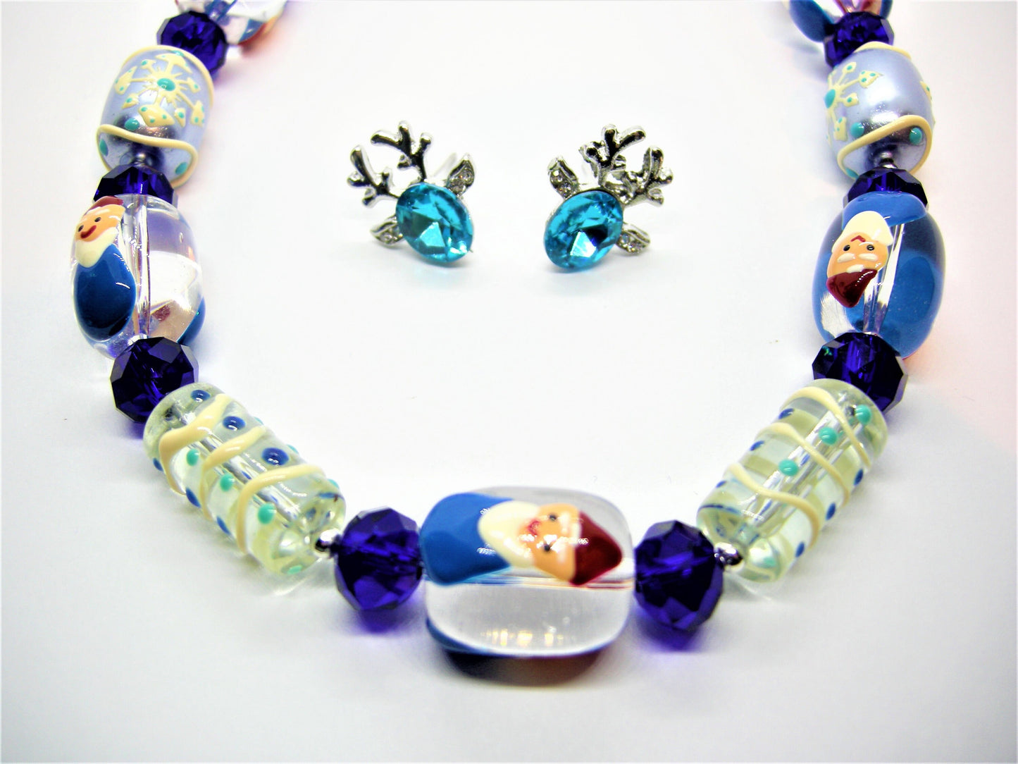 Yule Sprite Festive Elf & Antler Jewelry Set – Handcrafted Necklace & Earrings