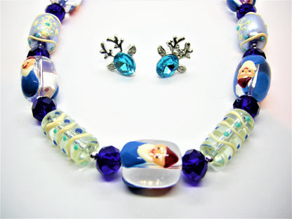 Yule Sprite Festive Elf & Antler Jewelry Set – Handcrafted Necklace & Earrings
