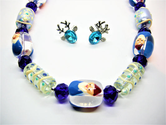 Yule Sprite Festive Elf & Antler Jewelry Set – Handcrafted Necklace & Earrings