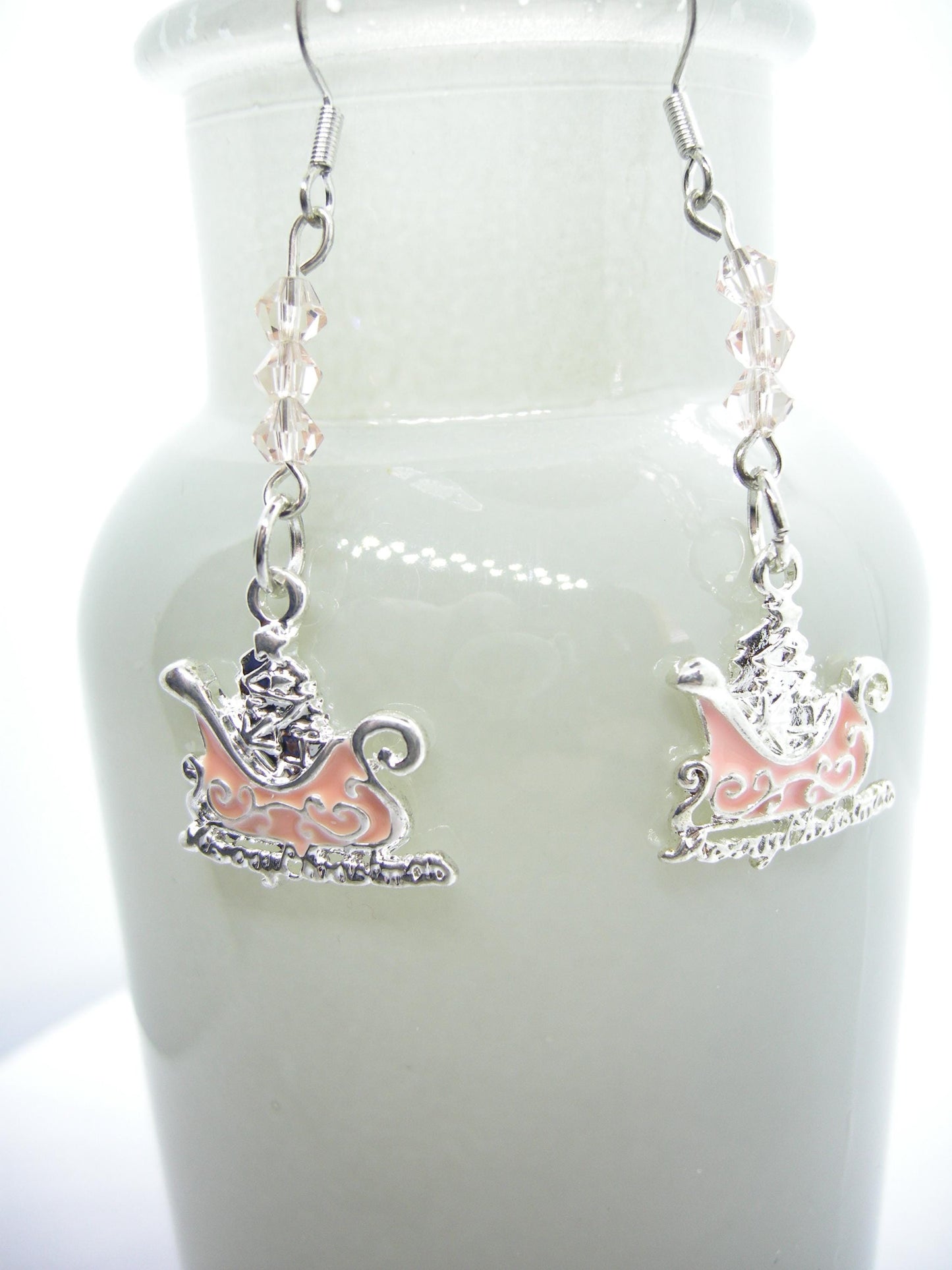 Evangeline – Blush Pink Sleigh Earrings with Swarovski Crystals