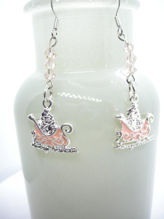 Evangeline – Blush Pink Sleigh Earrings with Swarovski Crystals